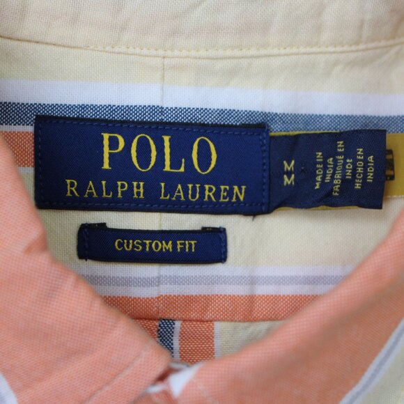 Polo Ralph Lauren Shirt Mens Medium Orange/Yellow/Blue Custom Fit Flesh Pony L/S - Picture 9 of 14
